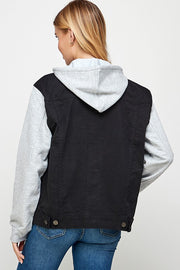 Women's Denim  Jacket with Fleece Hoodie