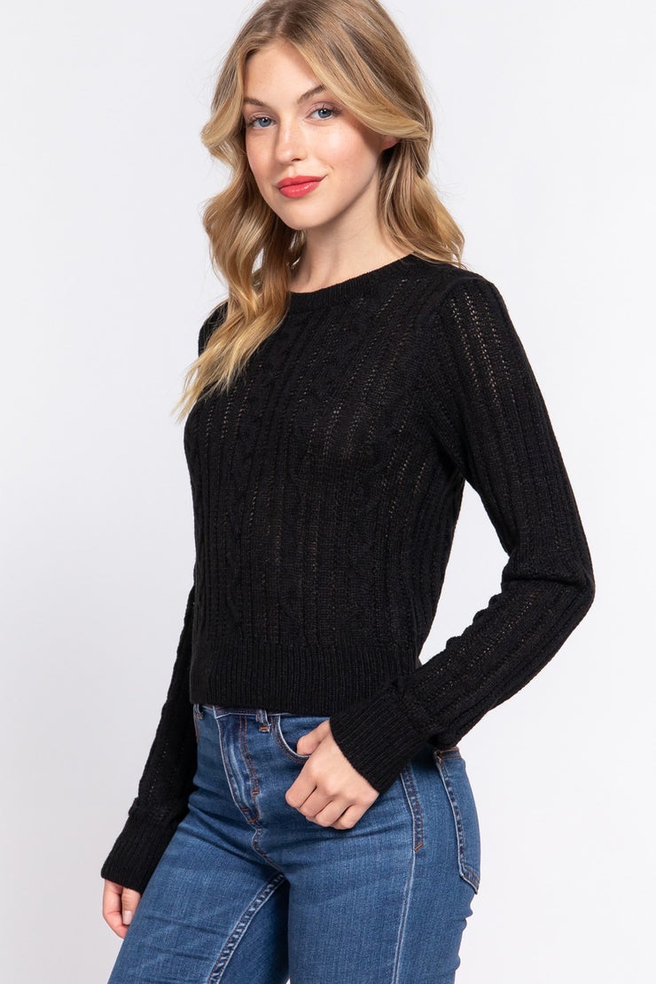 Crop Cable Knit Sweater